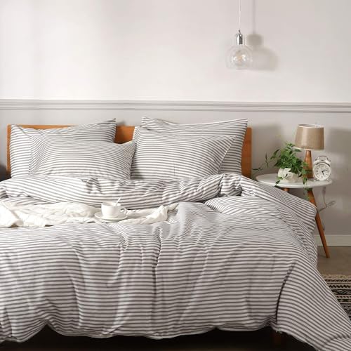 51xdn8amrel.jpg JELLYMONI 100% Natural Cotton Queen Size Striped Duvet Cover Sets with Zipper Closure & Corner Ties JELLYMONI 100% Natur