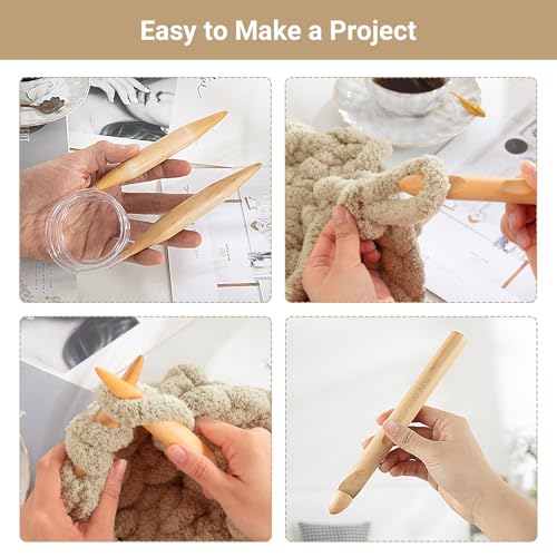 51xrauvgil 1.jpg HOMBYS Super Bulky Big Yarn for Chunky Blanket, Fluffy Soft Jumbo Yarn with Circular Needle & Crochet Hook | HOMBYS