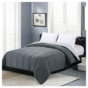 Homelike Moment Queen Size Grey Down Alternative Comforter Set Soft Quilted Reversible