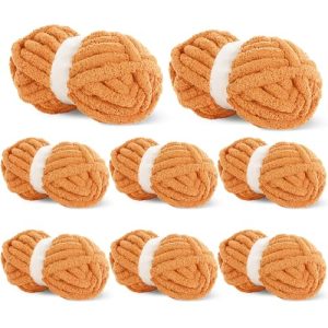 BALAPET Orange Chunky Chenille Yarn 27yds, Soft & Fluffy for Crocheting & Knitting