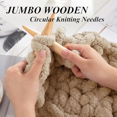 51yonwvo4nl 1.jpg HOMBYS Super Bulky Big Yarn for Chunky Blanket, Fluffy Soft Jumbo Yarn with Circular Needle & Crochet Hook | HOMBYS