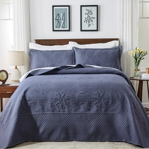 51z7c9n6 5l.jpg Qucover Alaska King Bedspread 132x120, 3 Piece Soft Microfiber Lightweight Oversized Quilts Set | Qucover Vintage Pe