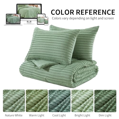 51zwuh fcll 1.jpg HOMBYS Oversized King Boho Comforter Set for King Bed | HOMBYS Sage Green Tufted Jacquard Geometry Bedding with 2 Pi