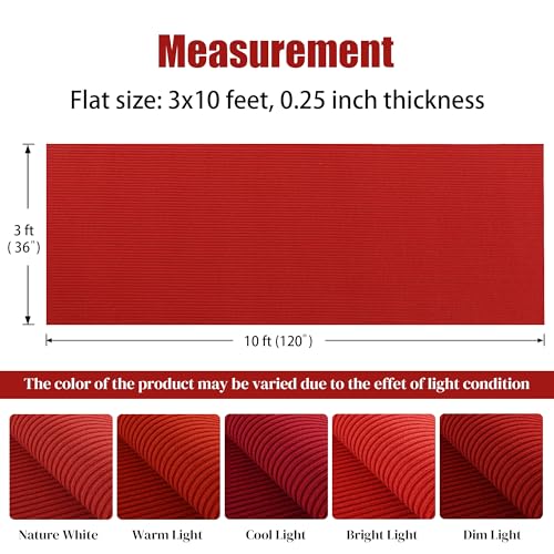 51zk3nuyy3l 1.jpg HOMBYS Red 450GSM Extra Thick Carpet Runner for Party & Events (3x10ft), Non-Slip Rubber Backing, Wedding Ceremony & Hol