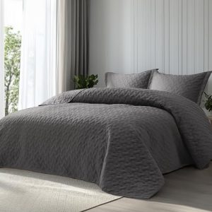 Bedsure Oversized King Size Lightweight Bedspreads Grey Comforter SetAYS Bedsure Oversized King Size Soft Quilt Bedding