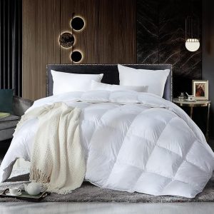 Ultra-Soft 100% Cotton Cover Luxury Oversized Queen Size Goose Down Fiber Waterfowl Feather Fiber Comforter Duvet Ins