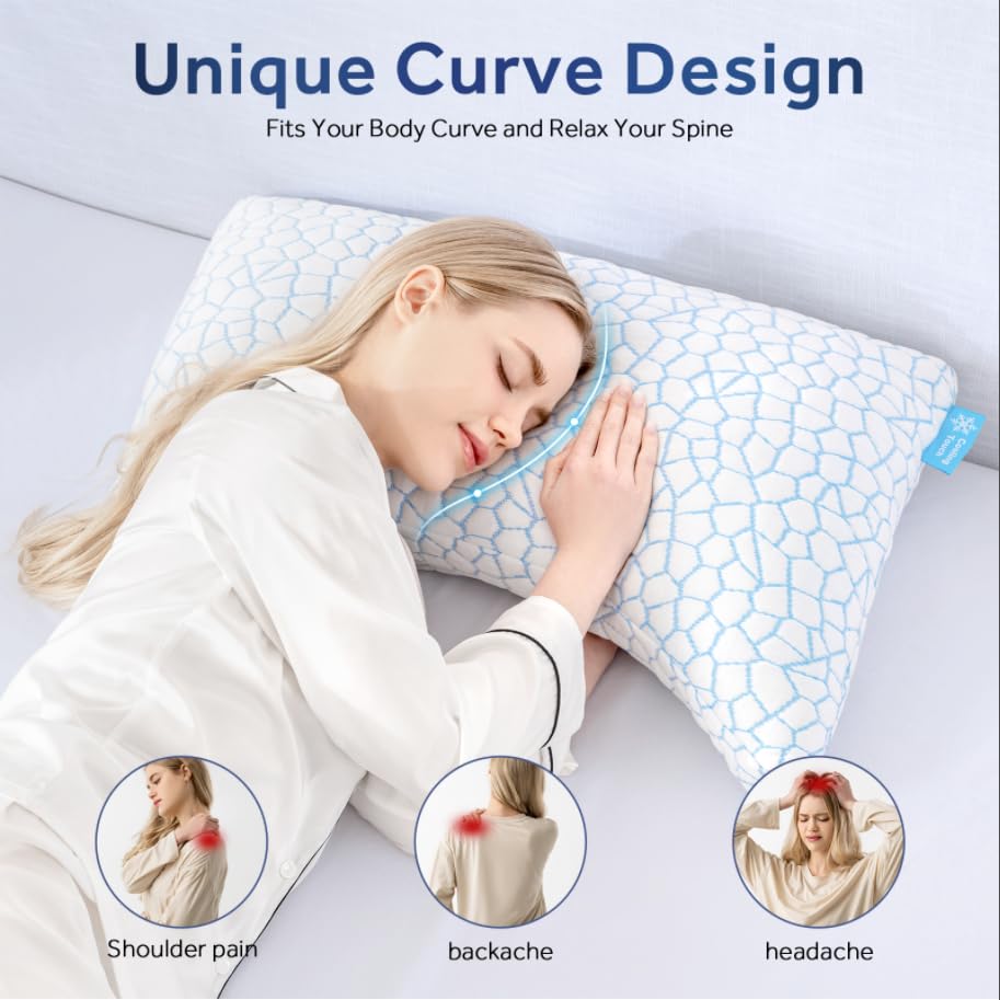 61a8hsf z5l.jpg Cooling Side Sleeper Pillow for Neck and Shoulder Pain Relief White Queen Size with Additional Foam FillIncluded Adjusta