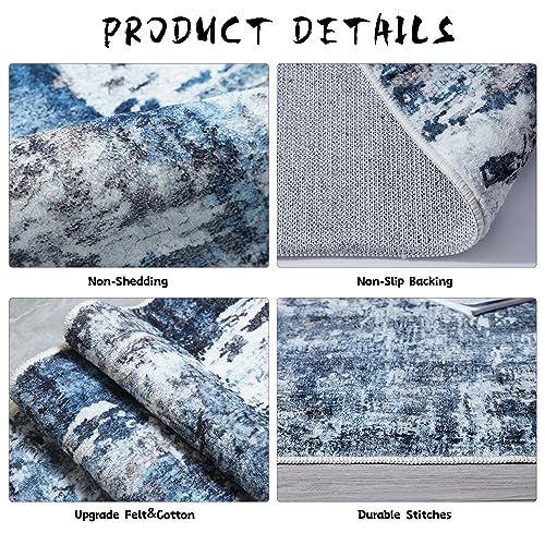 61eunzdjvzl 1.jpg Boho Rug Washable Large Area Rug Non-Slip Non-Shedding Faux Wool for Living Room, Farmhouse, Blue Boho Rug Washable Soft