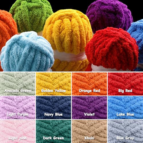 61hc4vyyw2l 1.jpg Chunky Chenille Yarn for Crocheting - Fluffy Yarn for Crochet - Jumbo Yarn for Hand Knitting (Blue Gray) | Super Bul