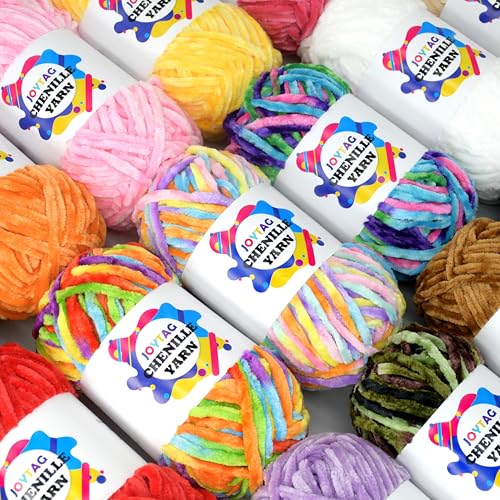 61hmzfbsyfl.jpg Bright Rainbow Velvet Chenille Yarn for Crocheting and Knitting 100g