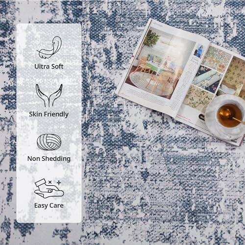 61hxt0 f9hl 1.jpg HOMBYS 6x9 ft Light Blue Abstract Area Rug for Living Room and Bedroom Indoor Use, Modern Home Deco with Non-Slip Backin