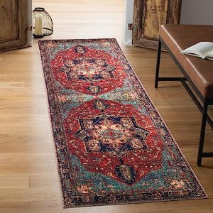 Keen Home Design 2x10 Rug - Machine Washable Hallway Runner Rug with Non-Slip Backing - Easy Clean, Durable, Vintage Des