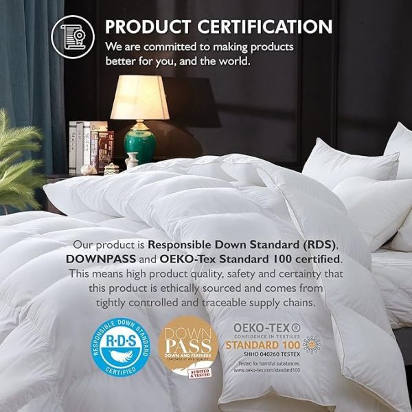 Ultra-Soft 100% Cotton Cover Luxury Oversized Queen Size Goose Down Fiber Waterfowl Feather Fiber Comforter Duvet Ins