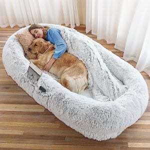 Orthopedic Dog Bed for People and Pets - 71''x45''x12'', Washable Faux Fur, Grey Napping Dog Bed - 71''x45''x12'', Was