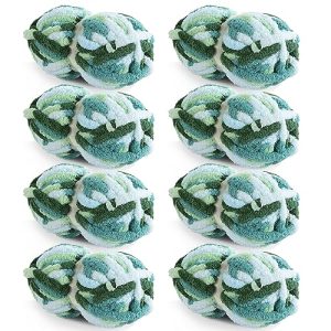 HOMBYS Giant Chunky Yarn for Crocheting and Hand Knitting (Mint, Teal, Green) | Super Bulky Soft Fluffy Yarn for Tie