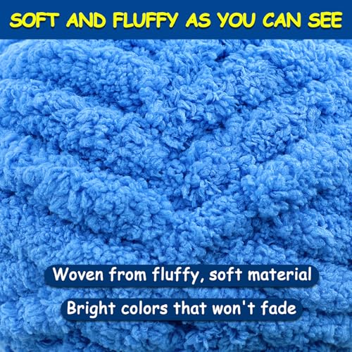 61u12p3v el.jpg Chunky Chenille Yarn for Crocheting - Fluffy Yarn for Hand Knitting (Black-White-Gray) Super Bulky Yarn for Hand Knitt