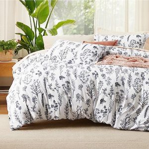 Bedsure Reversible Queen Duvet Cover Set with Zipper Closure Bedsure Queen Size 3-Piece Floral Patterned Bedding Set Bed